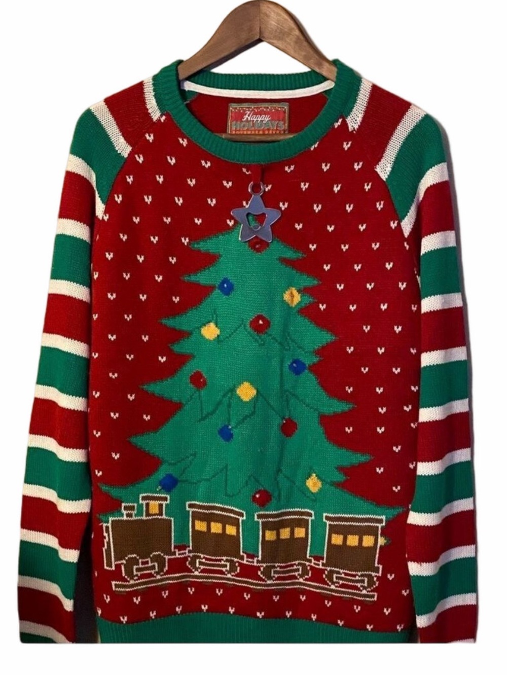 Festive Christmas Tree Sweater - Red and Green